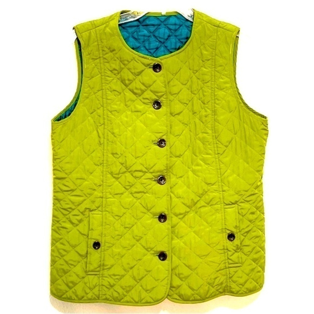 J.Jill Woman Green Grenaploce Quilted Vest Size L
